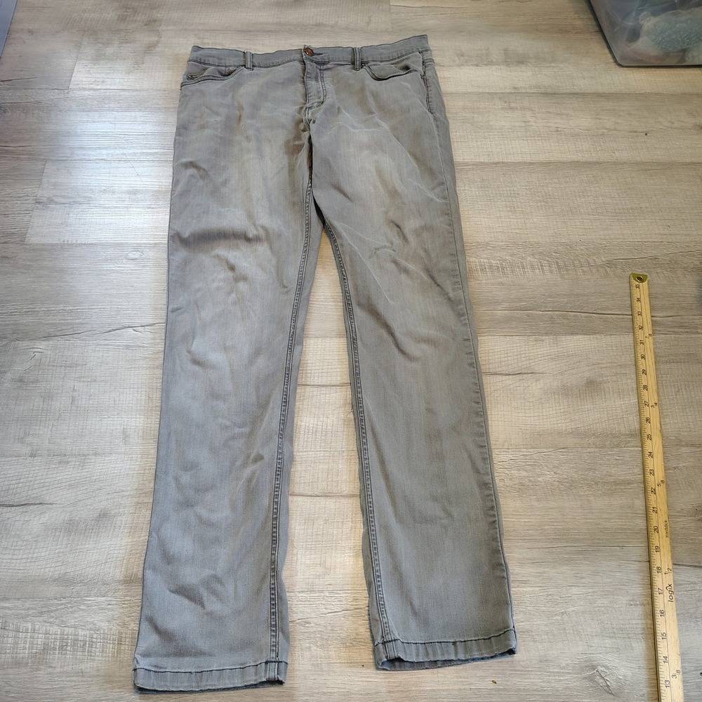 Mugsy Jeans Mens Grey Slim Straight‎ Stretch Denim Pants Size 36x31